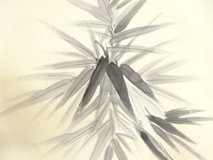 アンティーク　作家物　手描き　竹笹模様名古屋帯